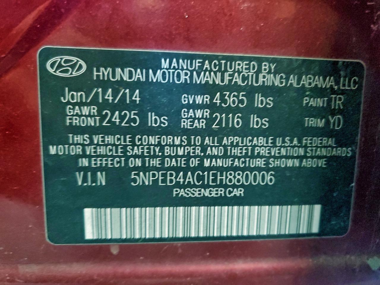2014 HYUNDAI SONATA GLS photo 12