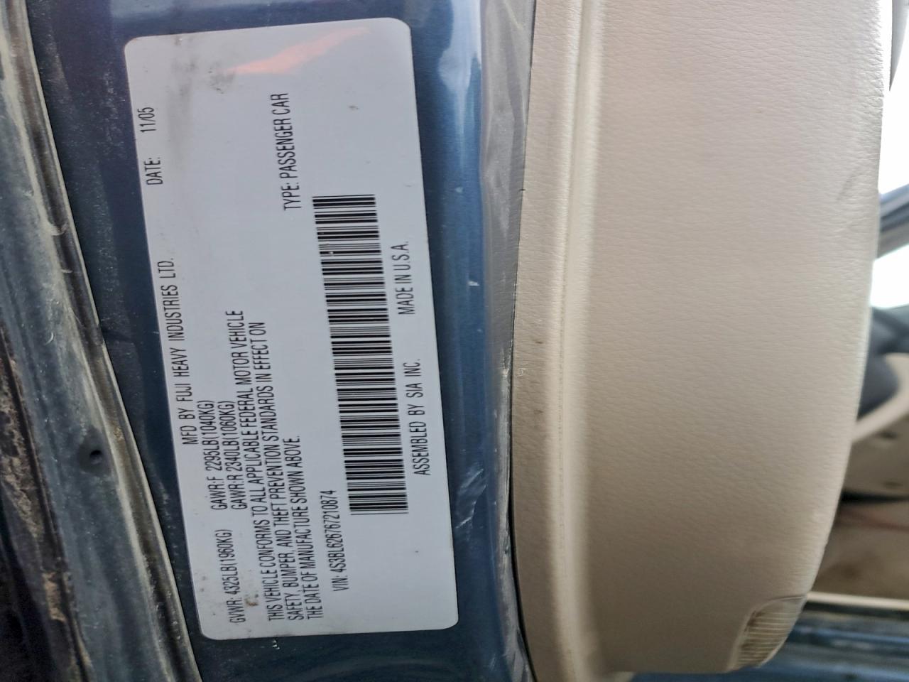 2006 SUBARU LEGACY 2.5I LIMITED photo 12
