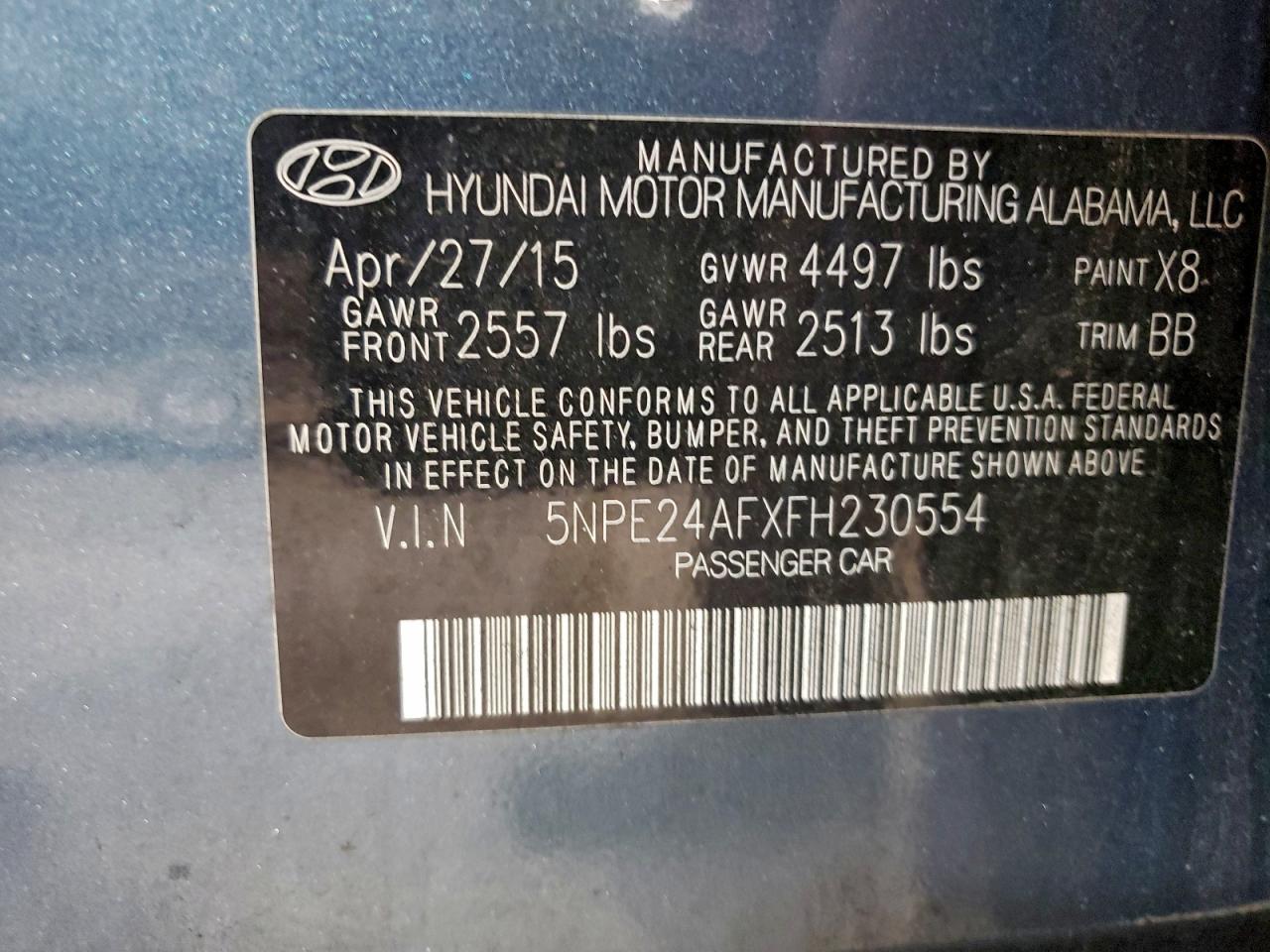 2015 HYUNDAI SONATA SE photo 23