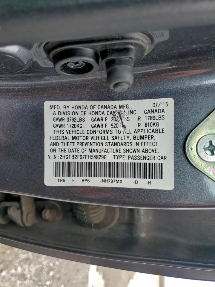 2015 HONDA CIVIC EXL photo 12