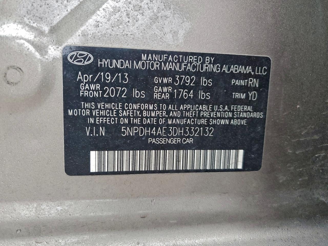 2013 HYUNDAI ELANTRA GLS photo 12