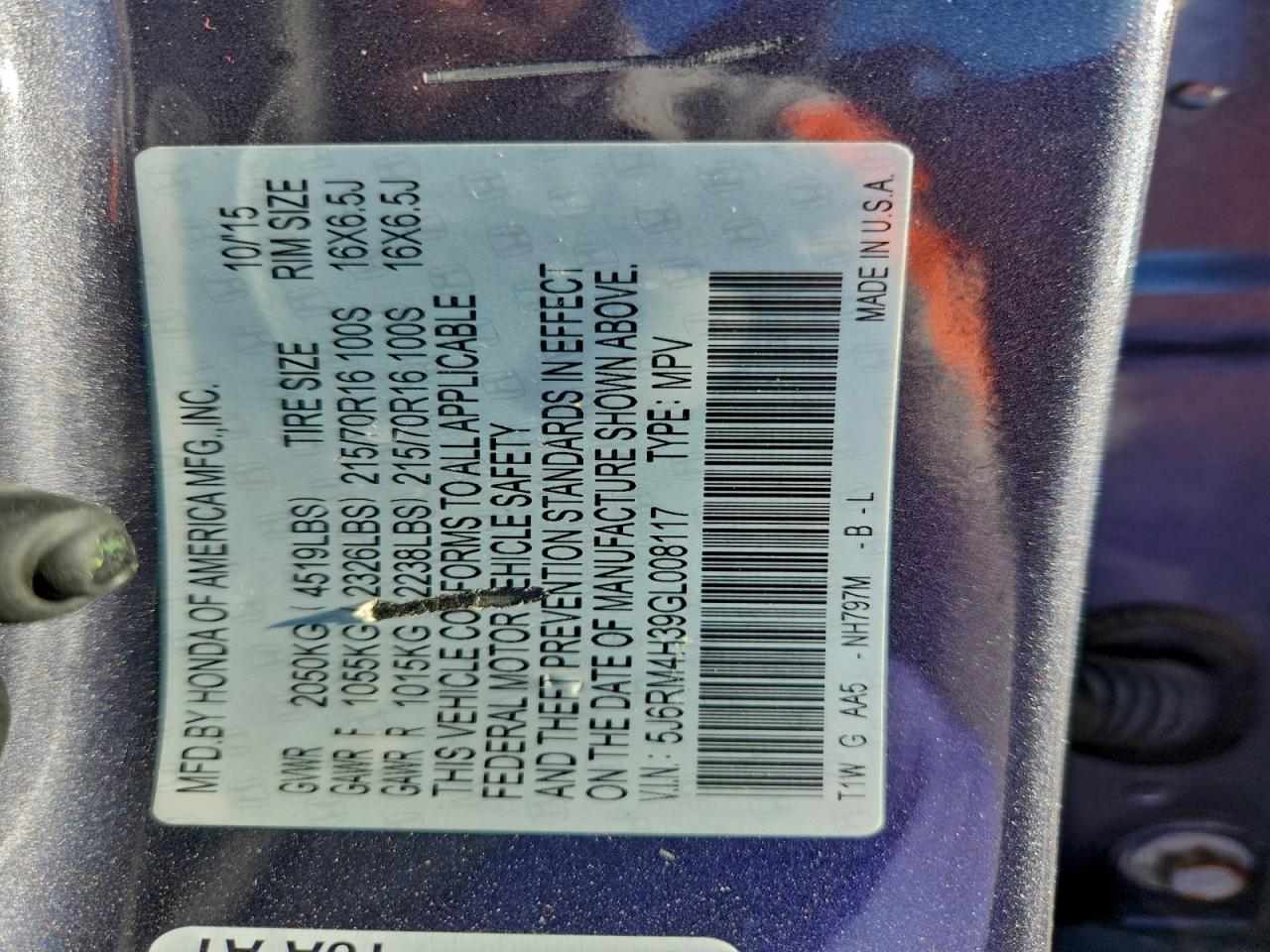 2016 HONDA CR-V LX photo 12