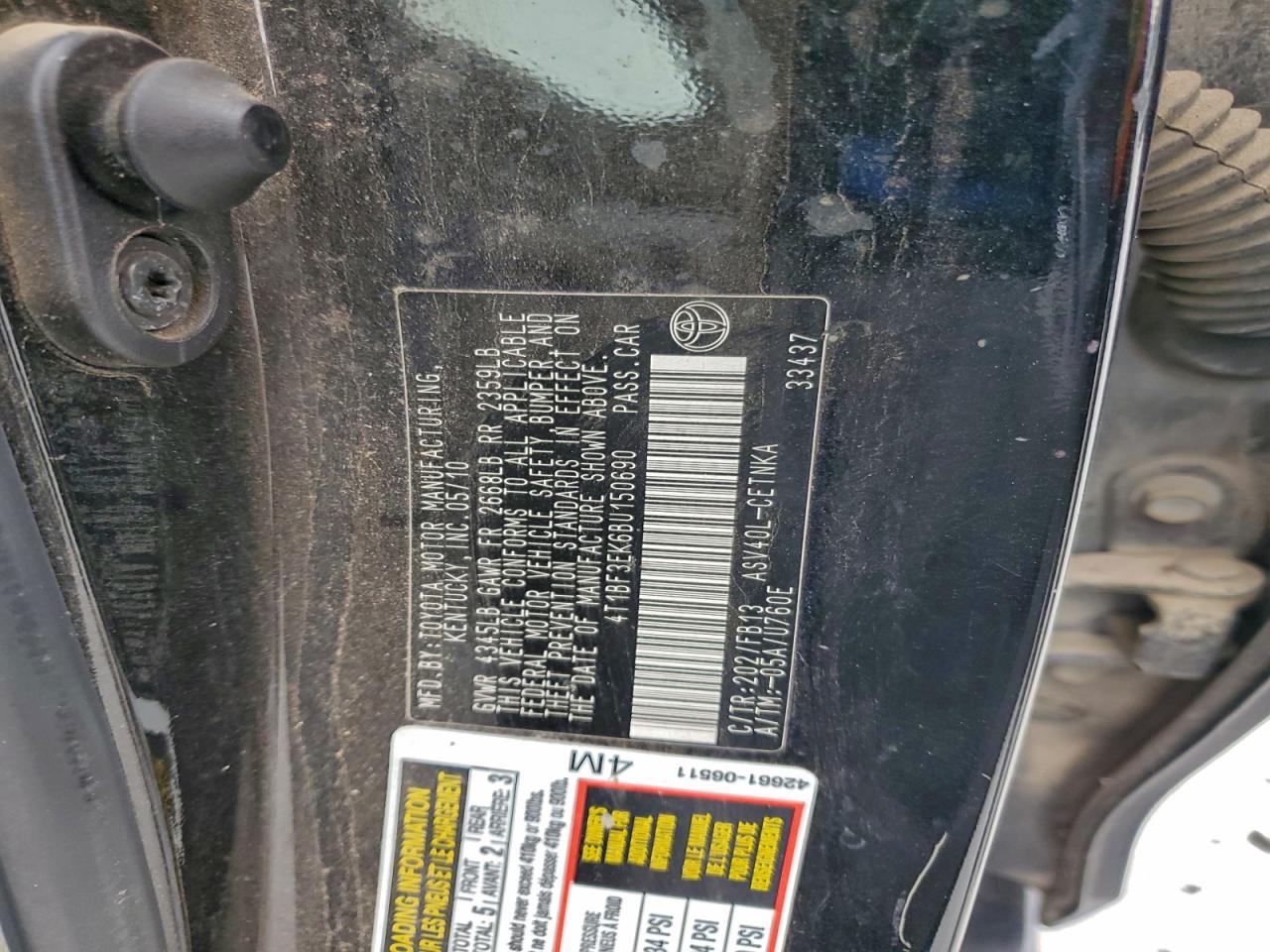 2011 TOYOTA CAMRY BASE photo 12