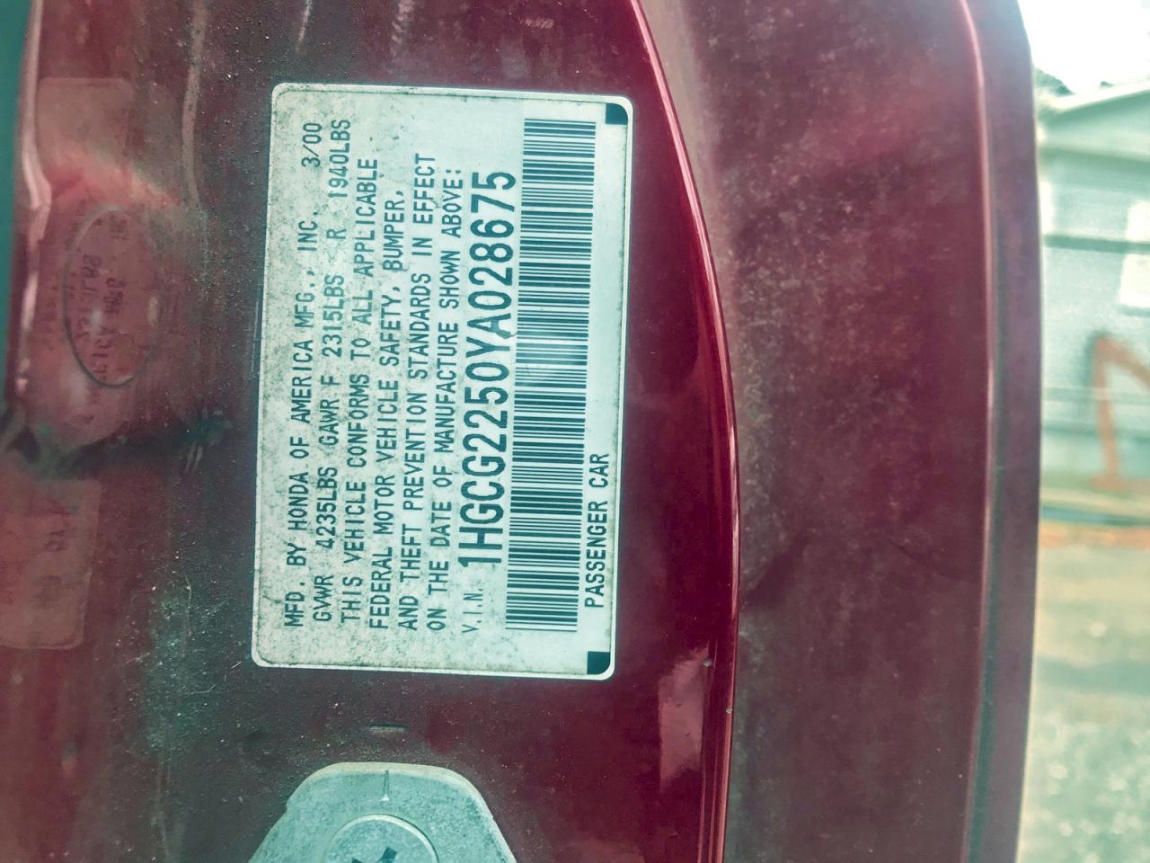 2000 HONDA ACCORD EX photo 10
