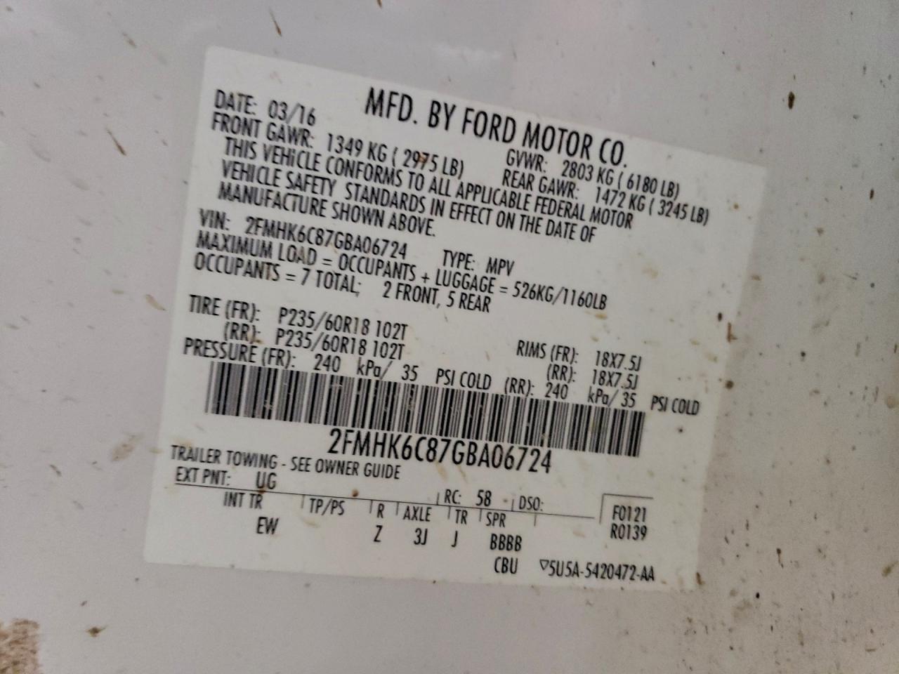 2016 FORD FLEX SEL photo 13