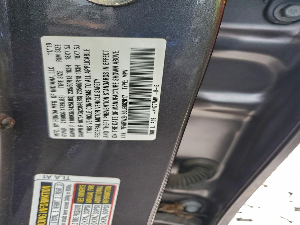 2020 HONDA CR-V EXL photo 12