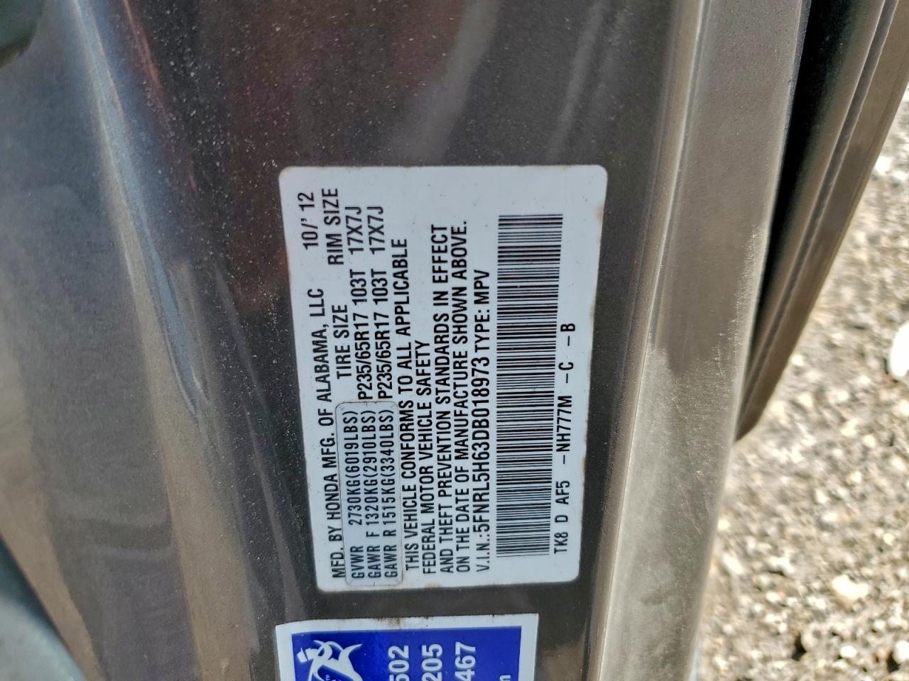 2013 HONDA ODYSSEY EXL photo 13