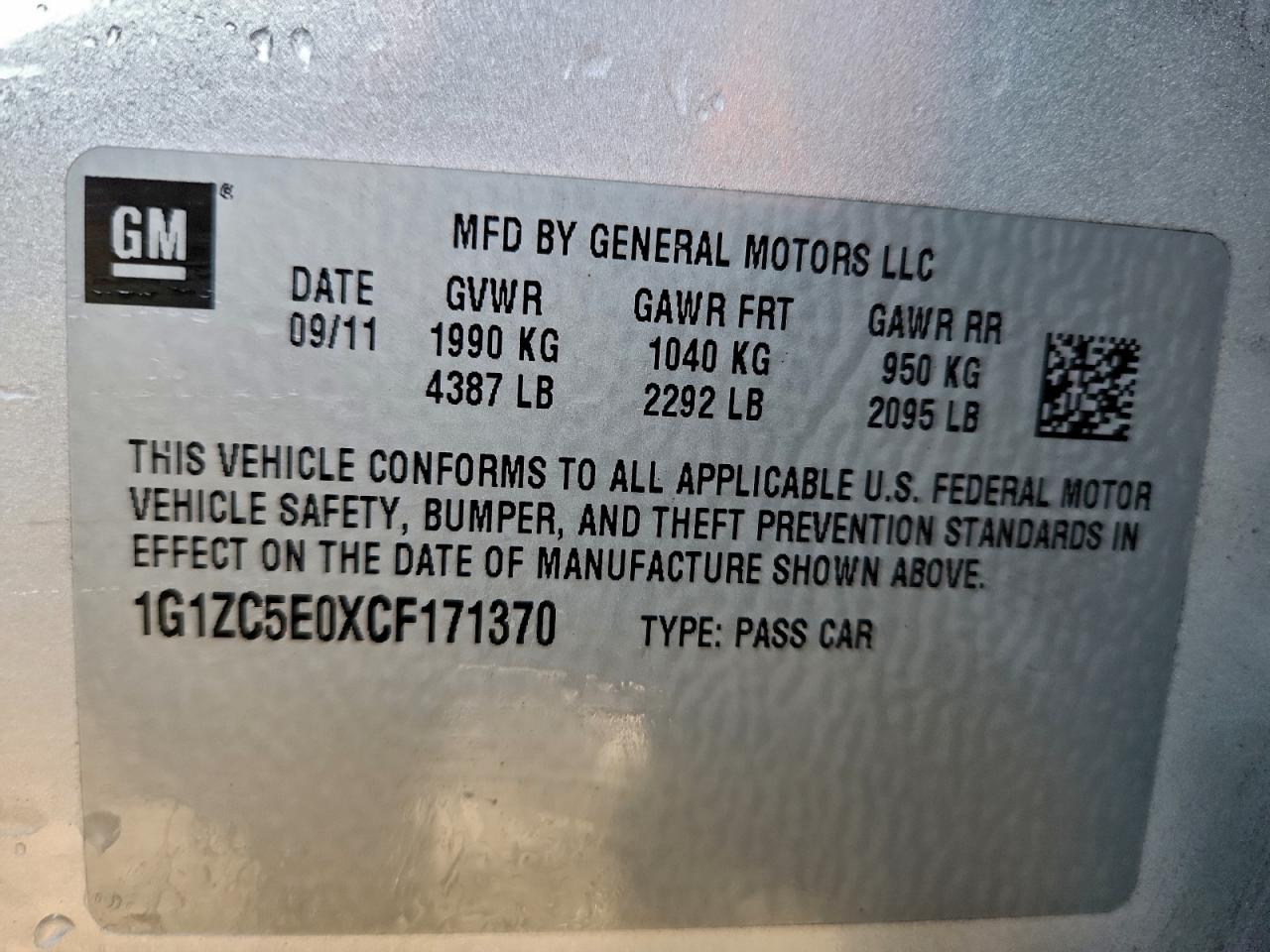 2012 CHEVROLET MALIBU 1LT photo 13