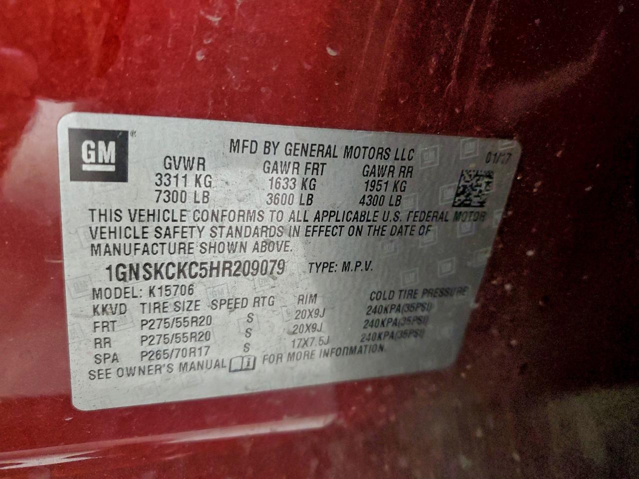 2017 CHEVROLET TAHOE K1500 PREMIER photo 13