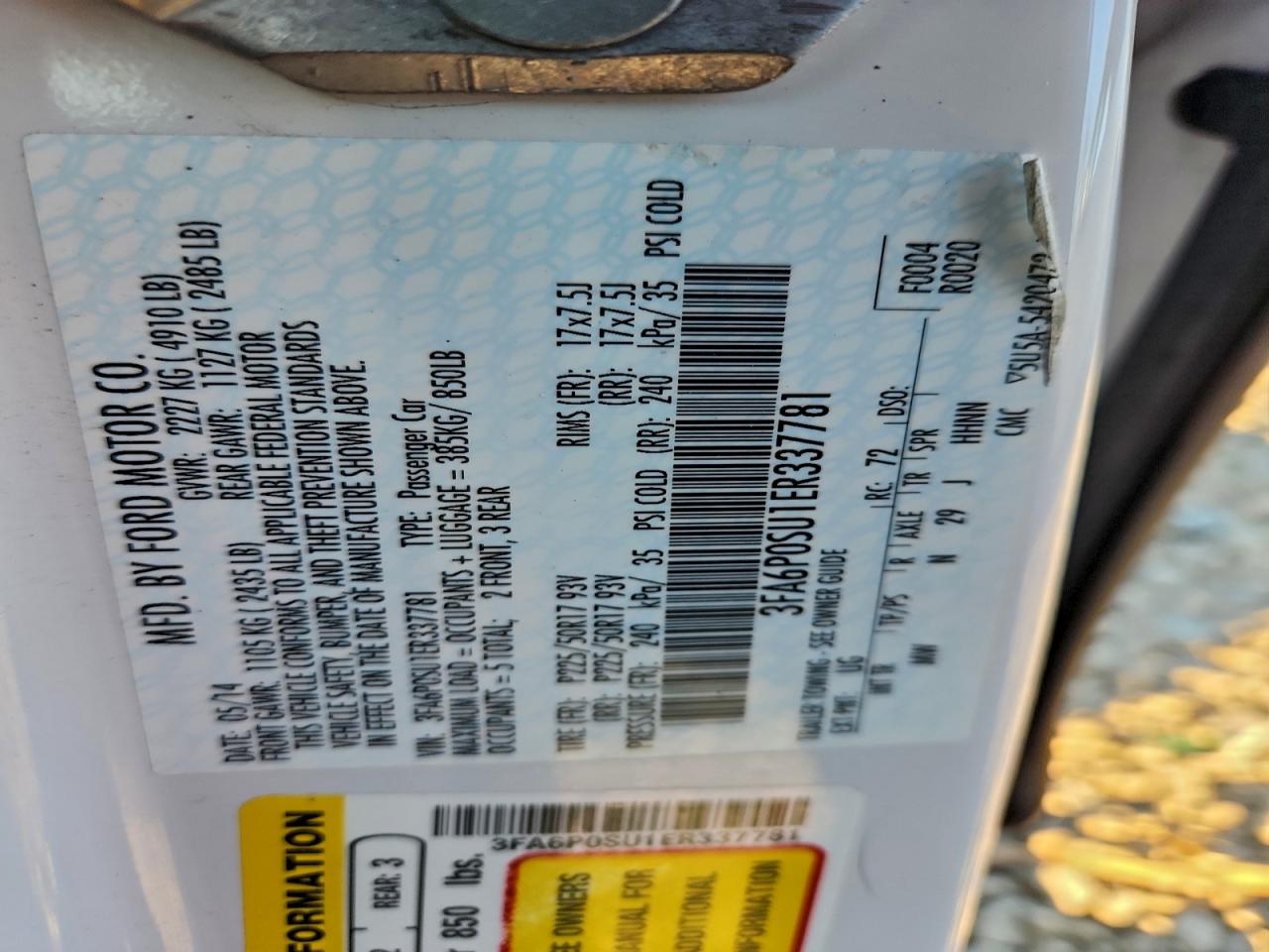 2014 FORD FUSION TITANIUM PHEV photo 12