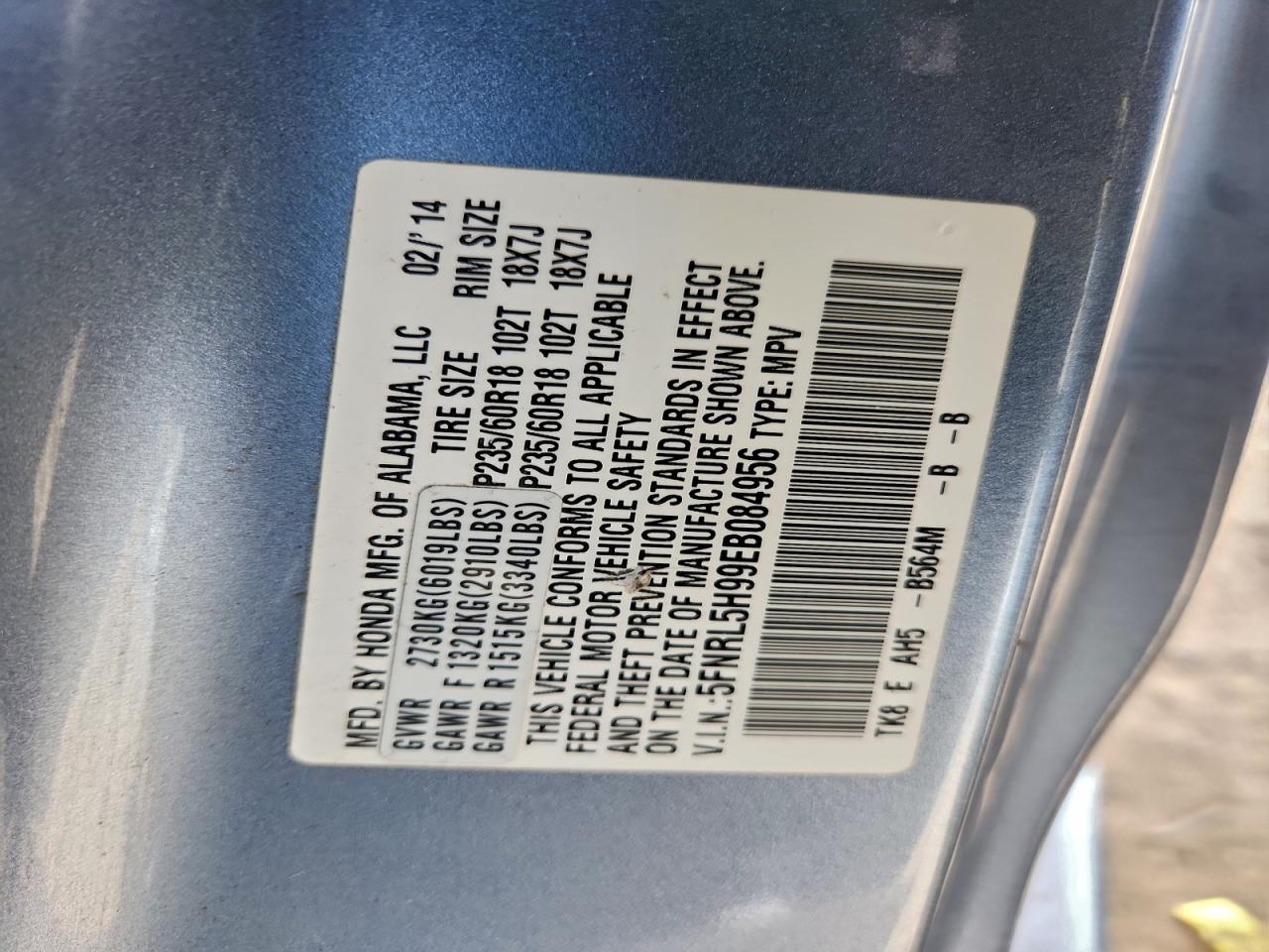 2014 HONDA ODYSSEY TOURING photo 14