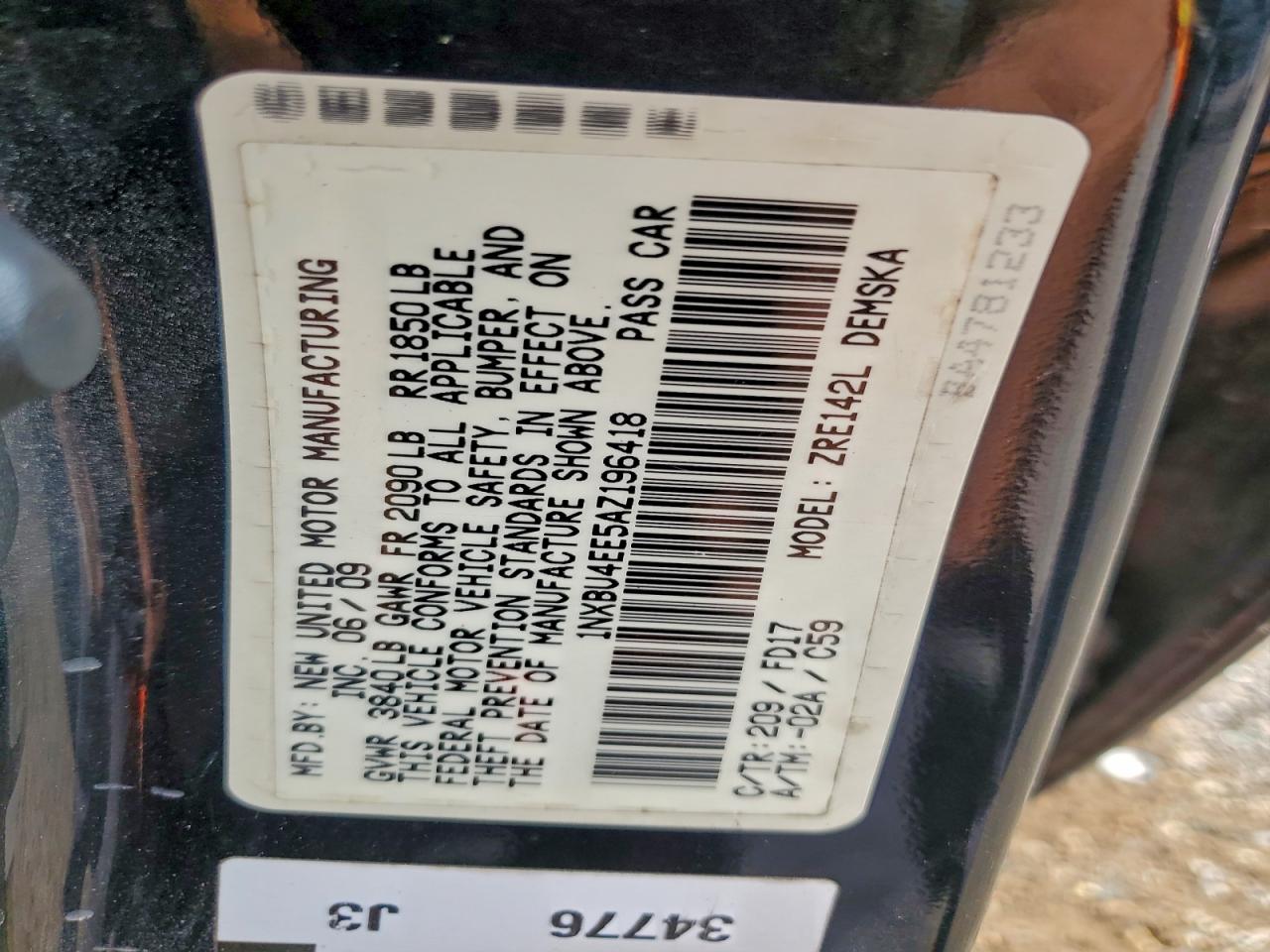 2010 TOYOTA COROLLA BASE photo 12
