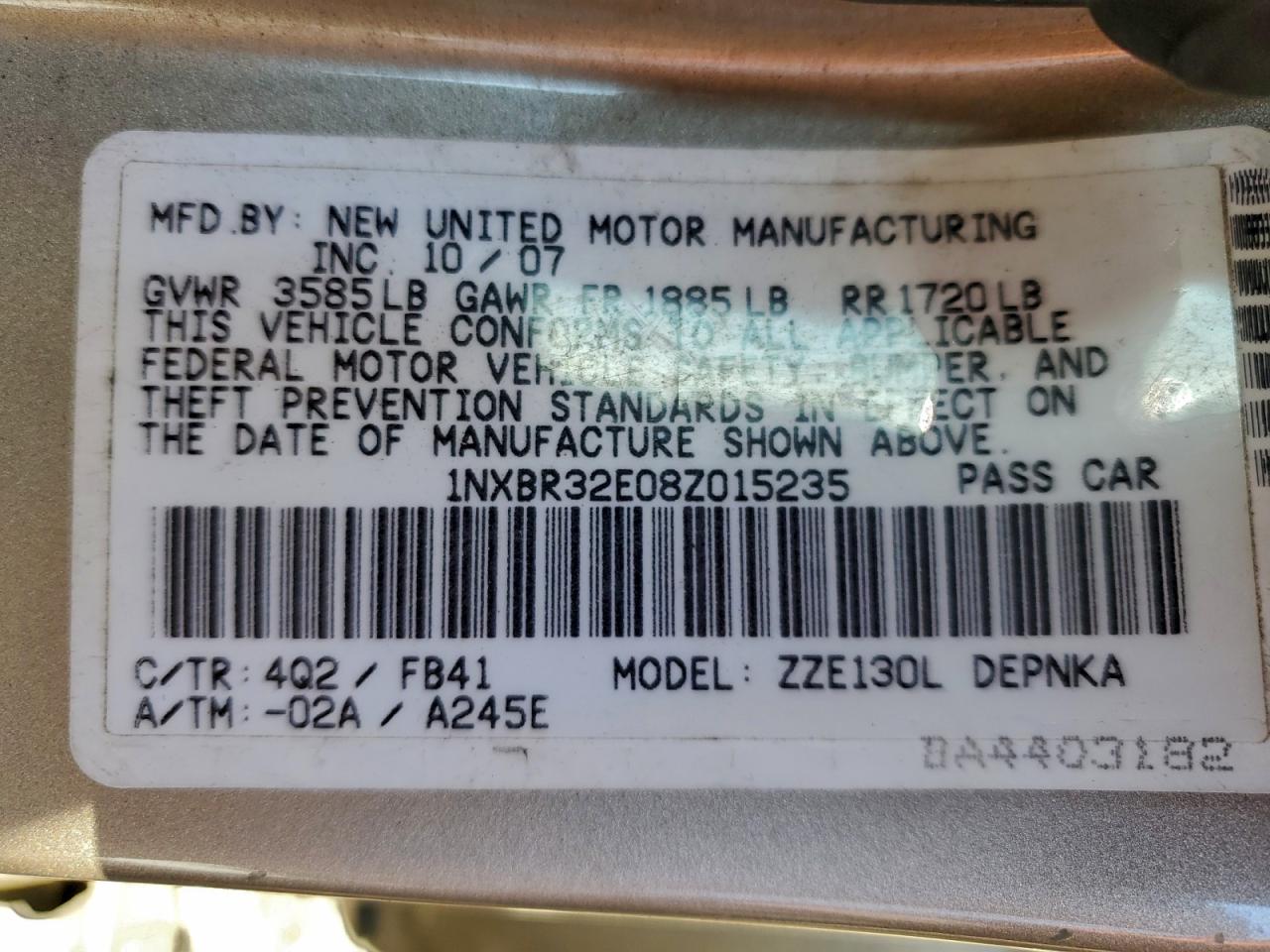 2008 TOYOTA COROLLA CE photo 13