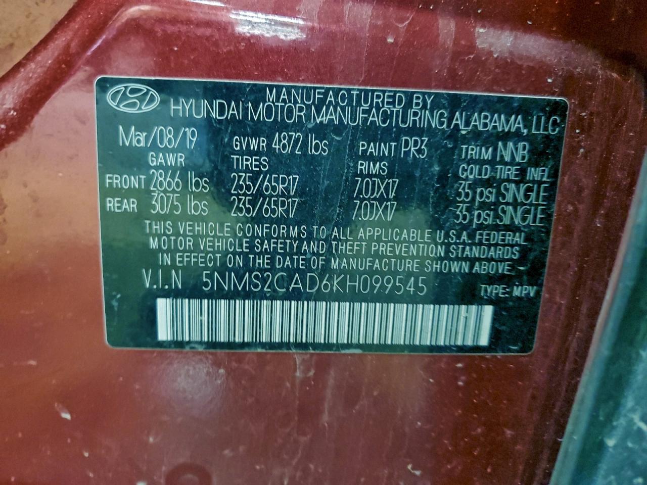 2019 HYUNDAI SANTA FE SE photo 13
