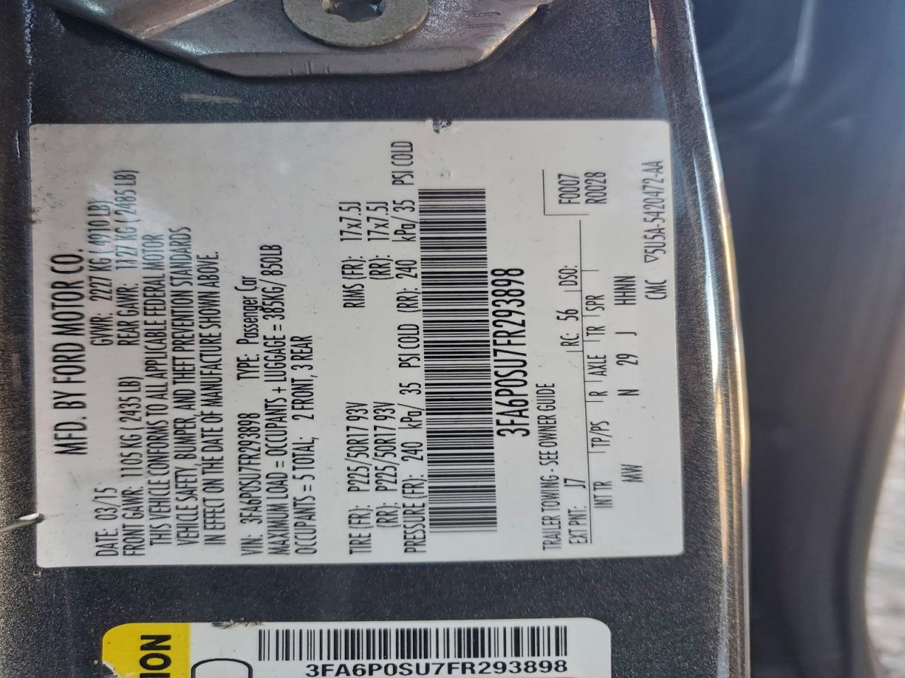 2015 FORD FUSION TITANIUM PHEV photo 12