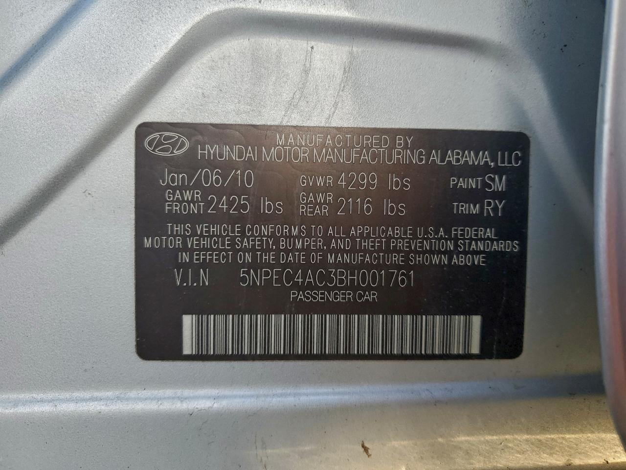 2011 HYUNDAI SONATA SE photo 23