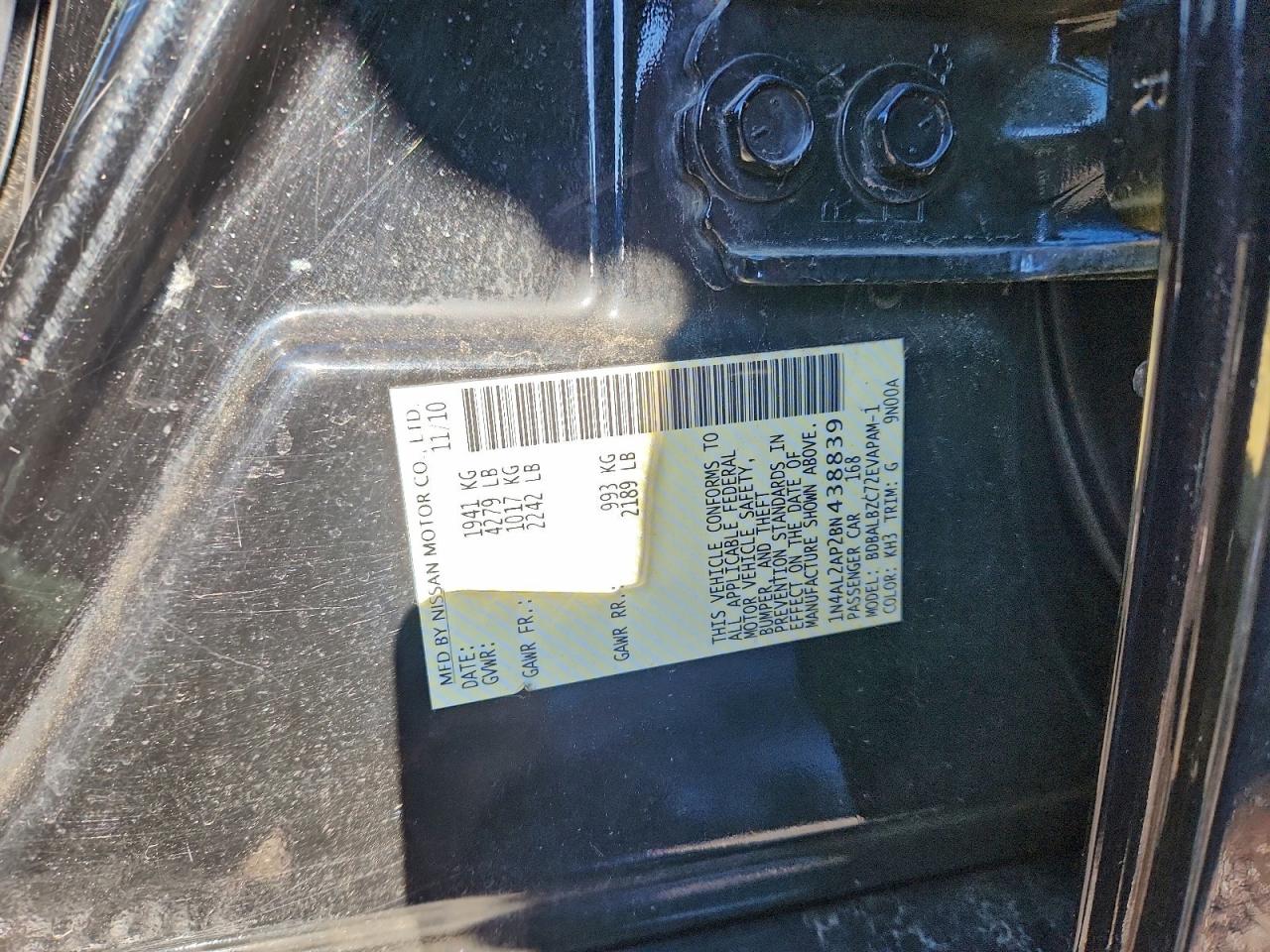 2011 NISSAN ALTIMA BASE photo 12