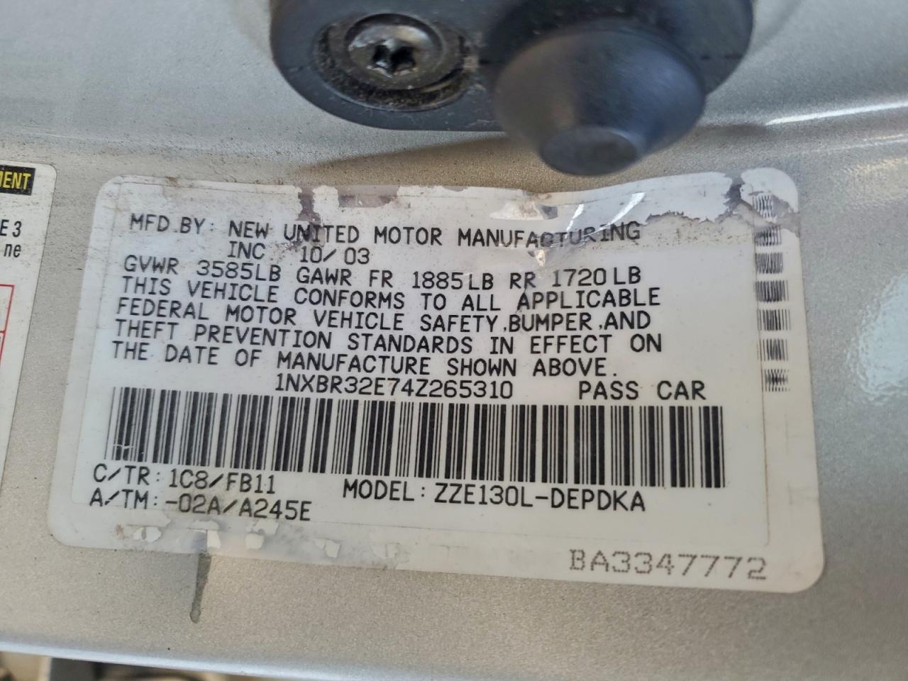 2004 TOYOTA COROLLA CE photo 12