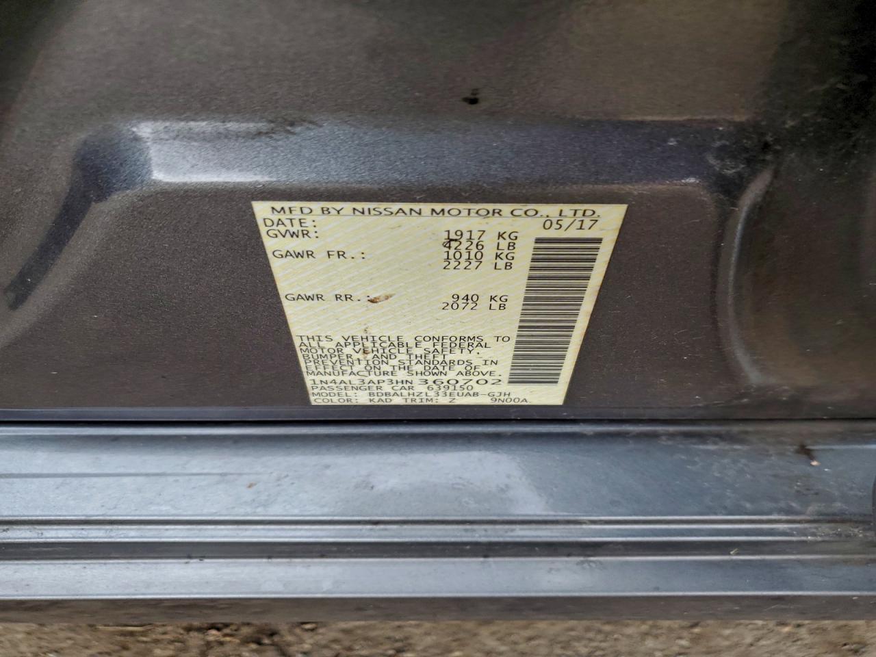 2017 NISSAN ALTIMA 2.5 photo 13