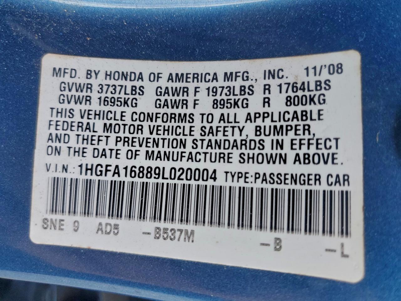 2009 HONDA CIVIC EX photo 13