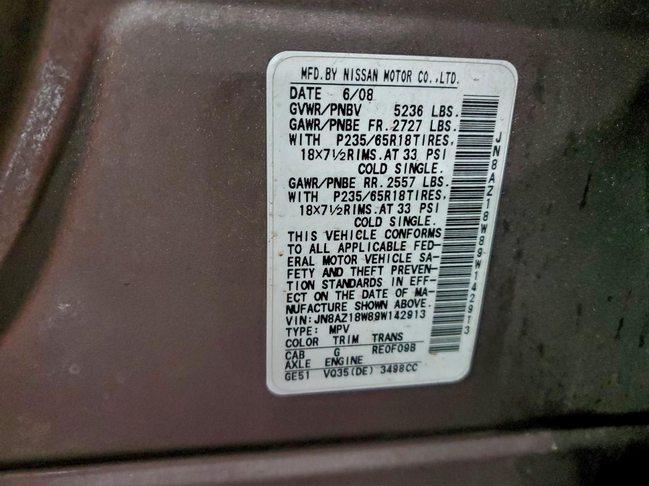 2009 NISSAN MURANO S photo 13