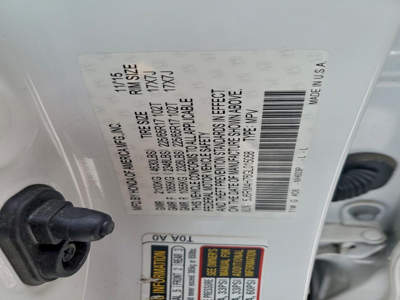 2016 HONDA CR-V EXL photo 23