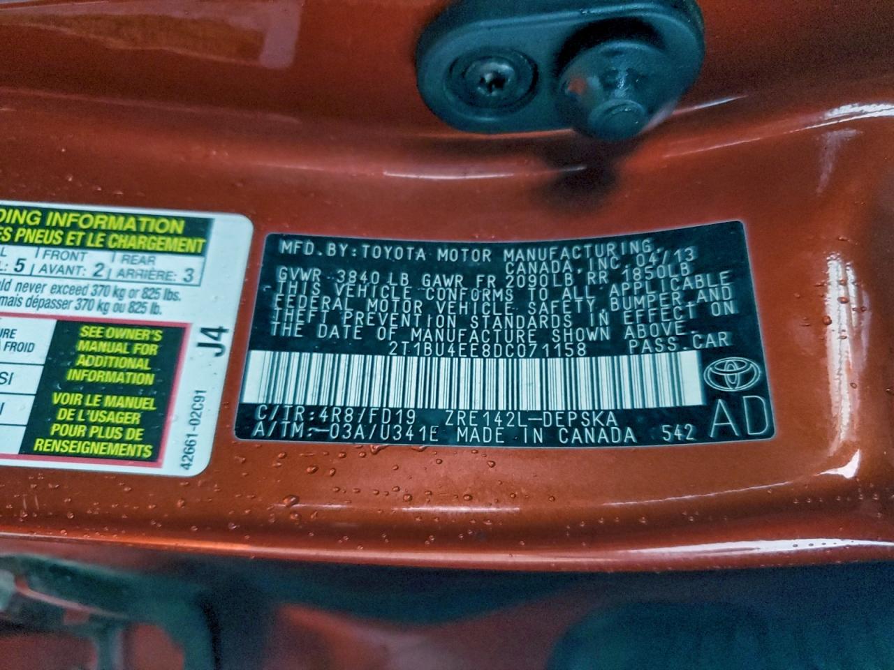2013 TOYOTA COROLLA BASE photo 12