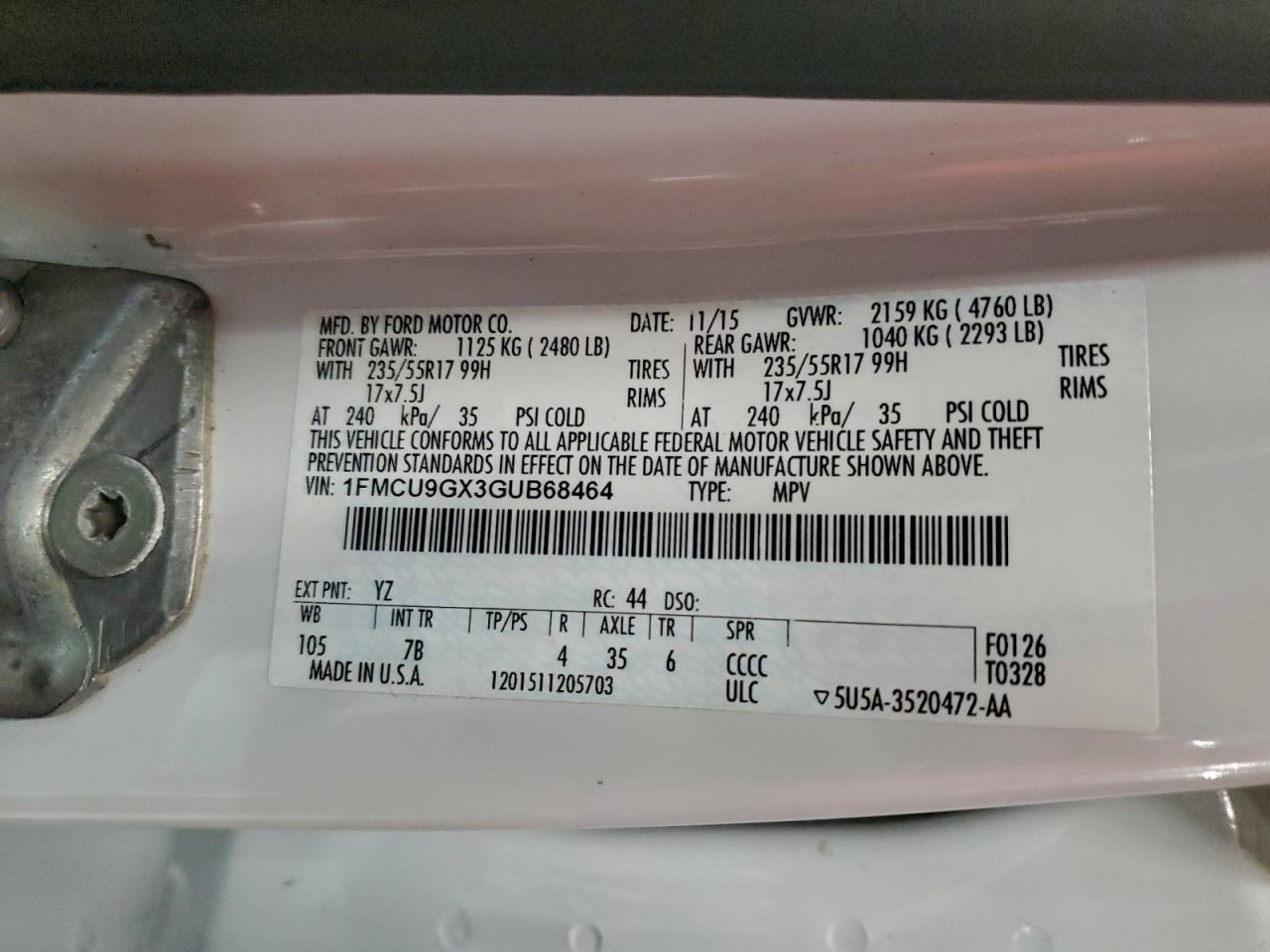 2016 FORD ESCAPE SE photo 13