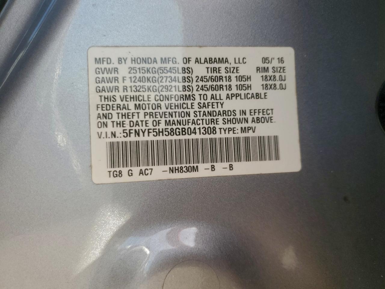 2016 HONDA PILOT EXL photo 23