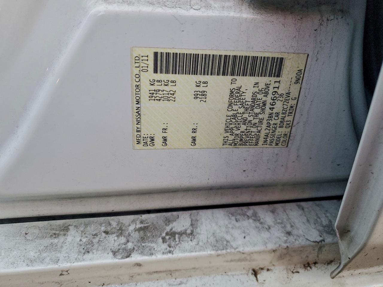 2011 NISSAN ALTIMA BASE photo 12