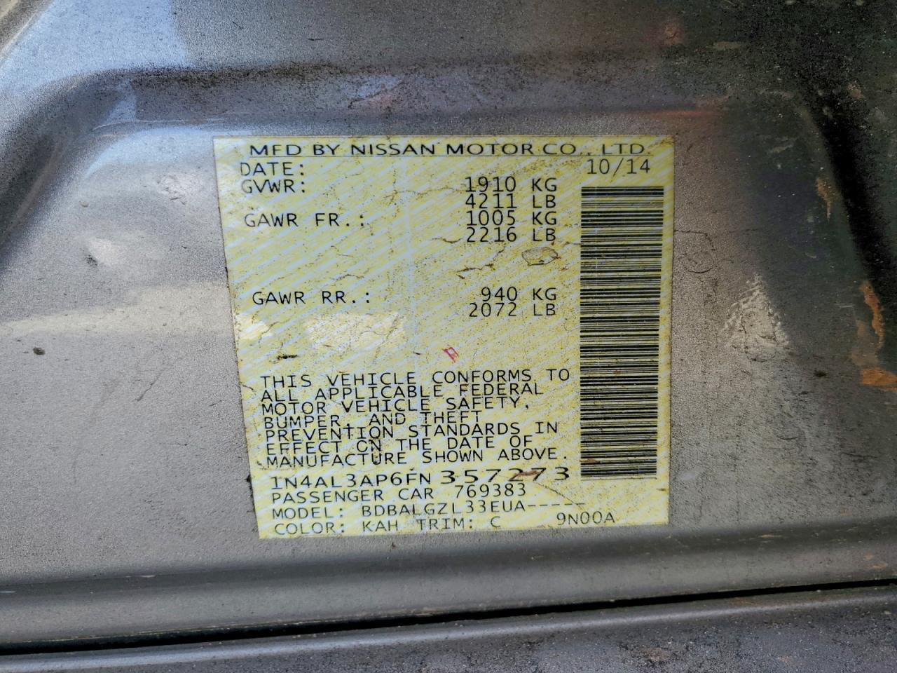 2015 NISSAN ALTIMA 2.5 photo 12