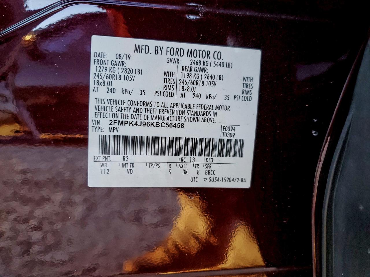 2019 FORD EDGE SEL photo 13