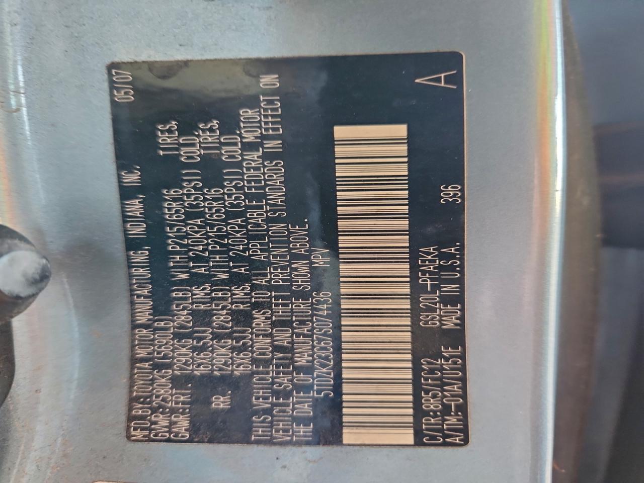 2007 TOYOTA SIENNA CE photo 13