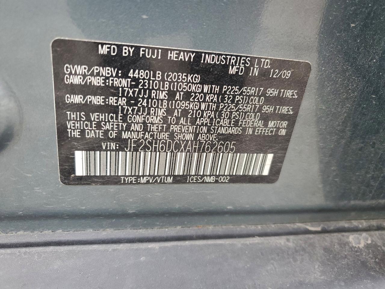 2010 SUBARU FORESTER 2.5X LIMITED photo 12