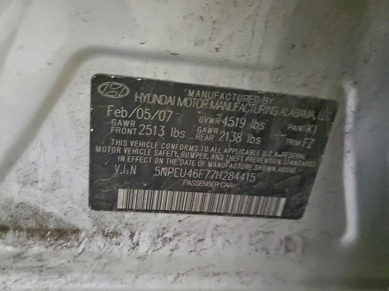 2007 HYUNDAI SONATA SE photo 12
