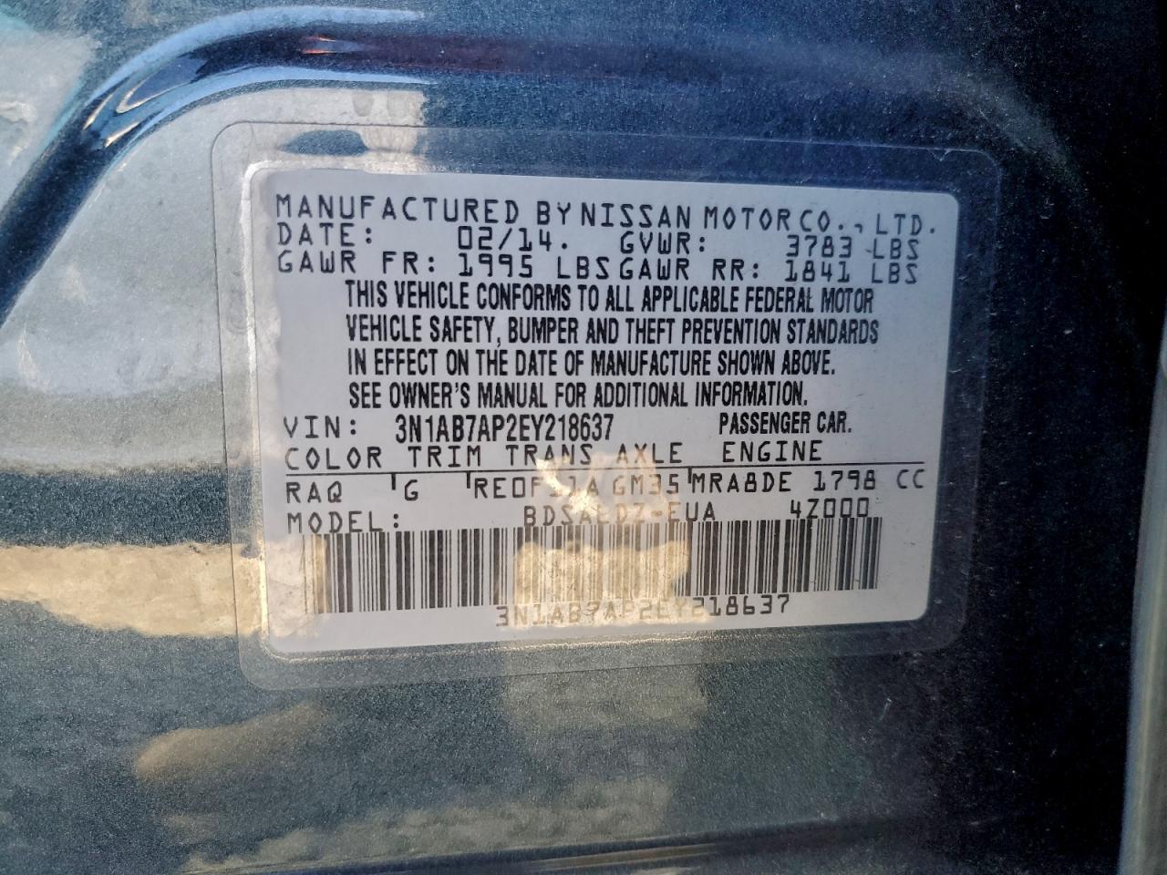 2014 NISSAN SENTRA S photo 12