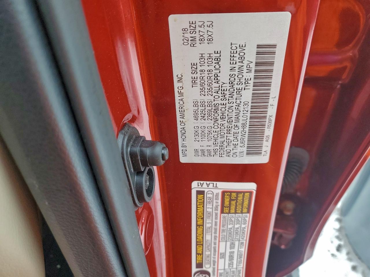 2018 HONDA CR-V EXL photo 14