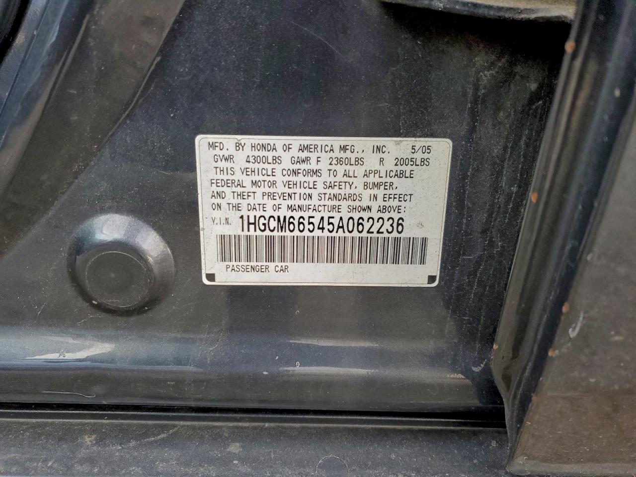 2005 HONDA ACCORD EX photo 12