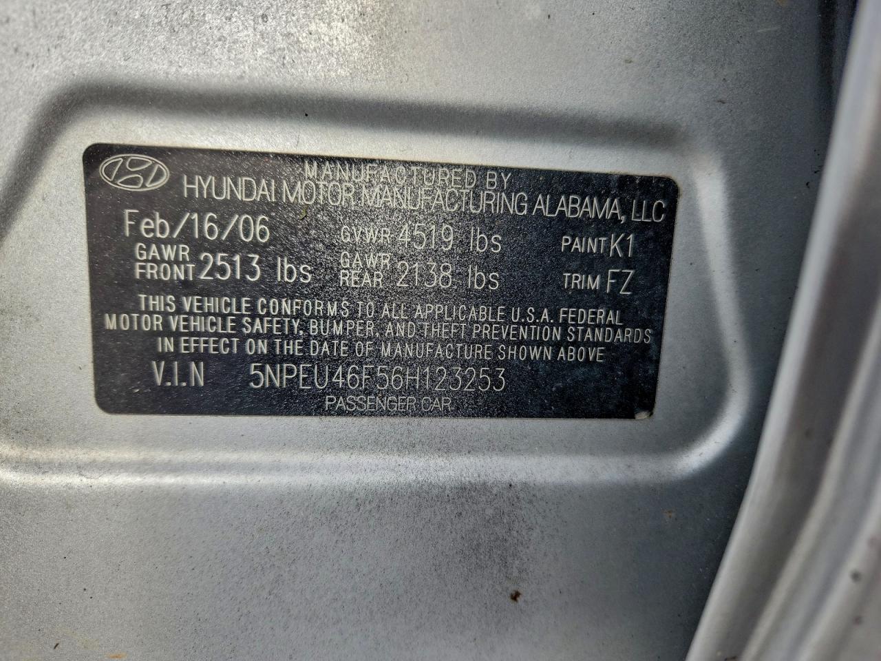 2006 HYUNDAI SONATA photo 34