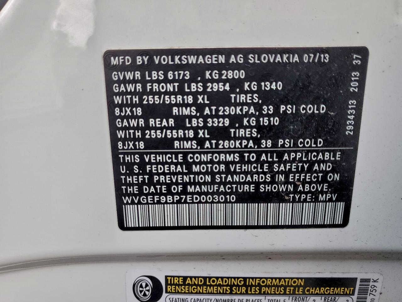 2014 VOLKSWAGEN TOUAREG V6 photo 13