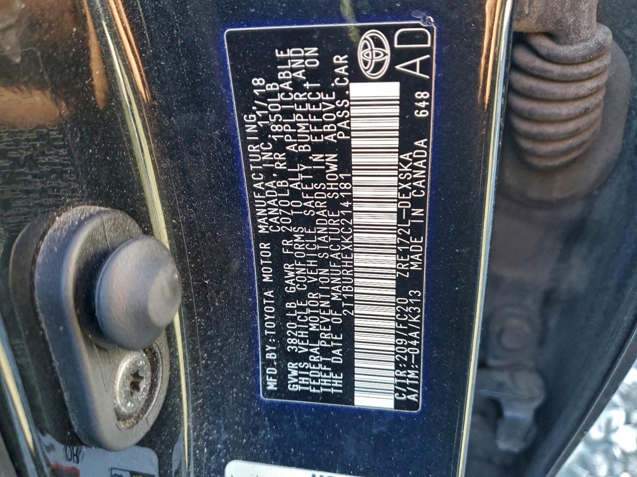 2019 TOYOTA COROLLA L photo 25