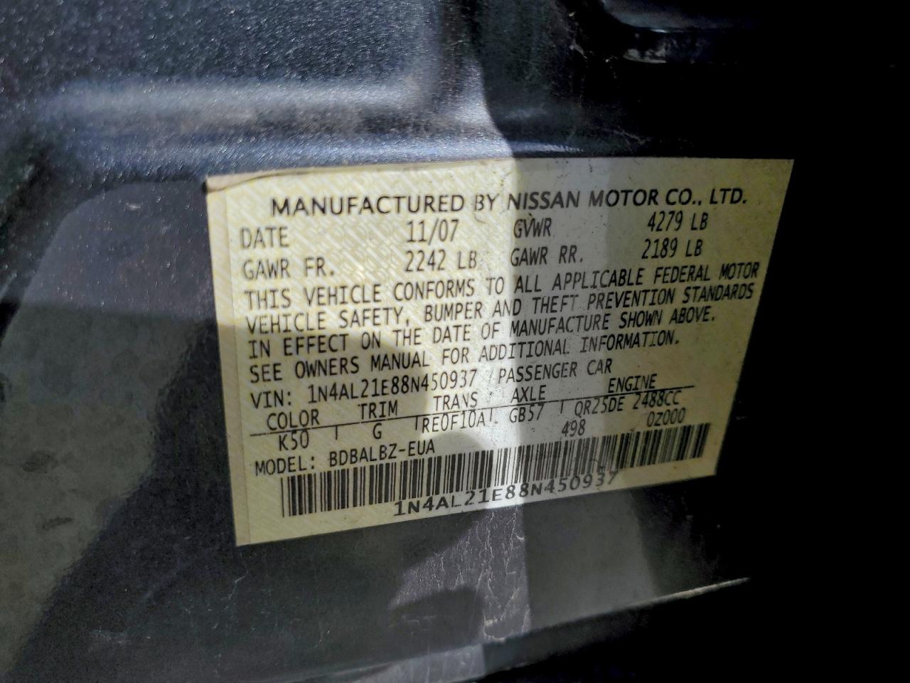 2008 NISSAN ALTIMA 2.5 photo 13
