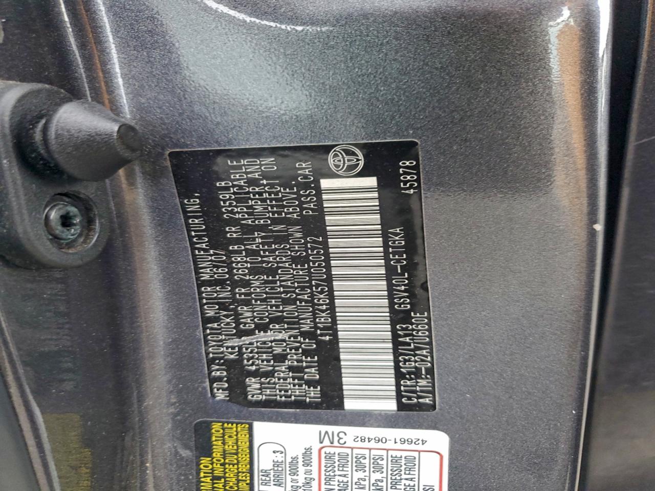 2007 TOYOTA CAMRY LE photo 13