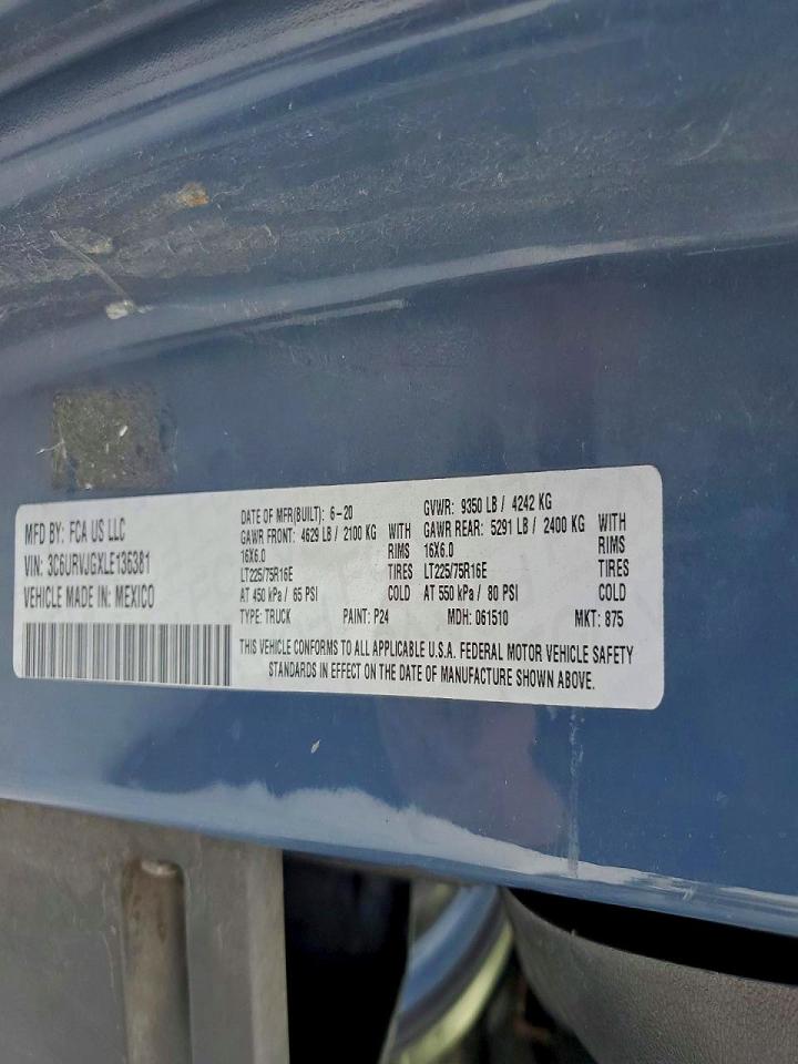 2020 RAM PROMASTER 3500 DELIVERY VAN photo 13