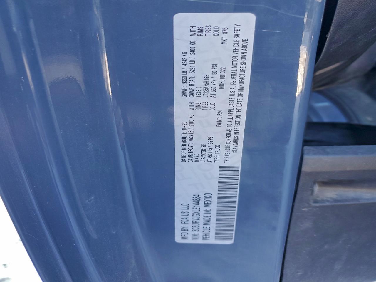 2020 RAM PROMASTER 3500 3500 HIGH photo 13