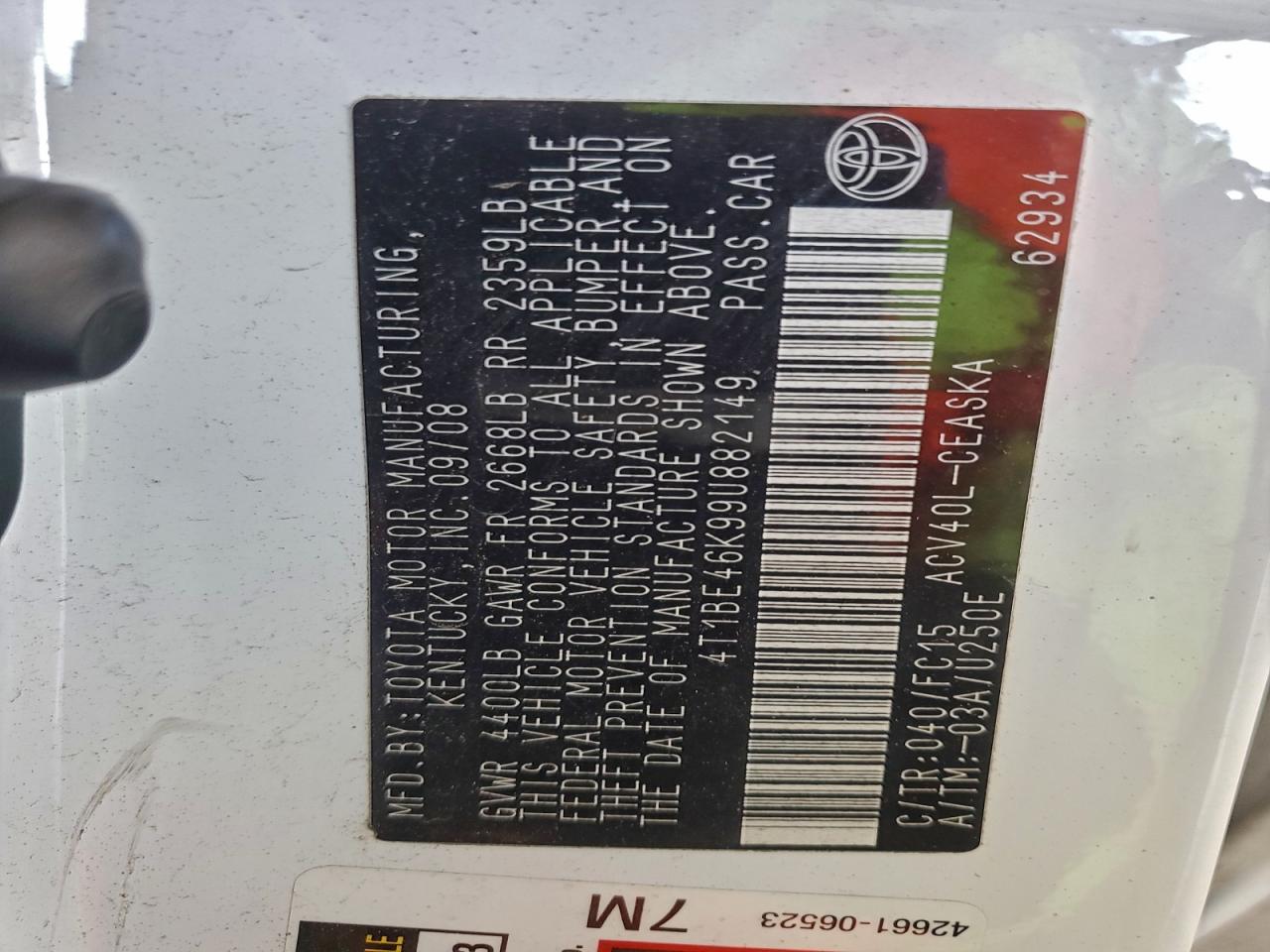 2009 TOYOTA CAMRY BASE photo 34