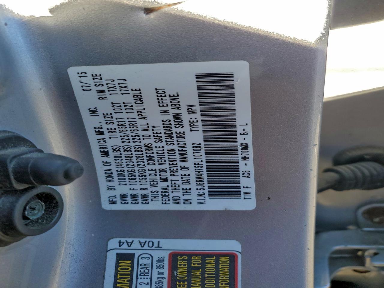 2015 HONDA CR-V EXL photo 12