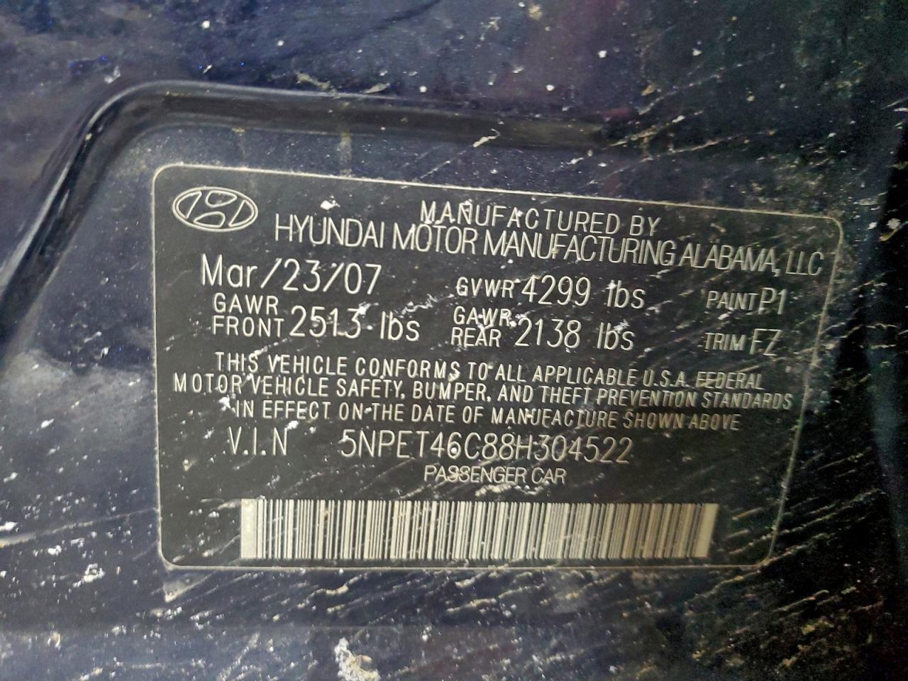 2008 HYUNDAI SONATA GLS photo 13