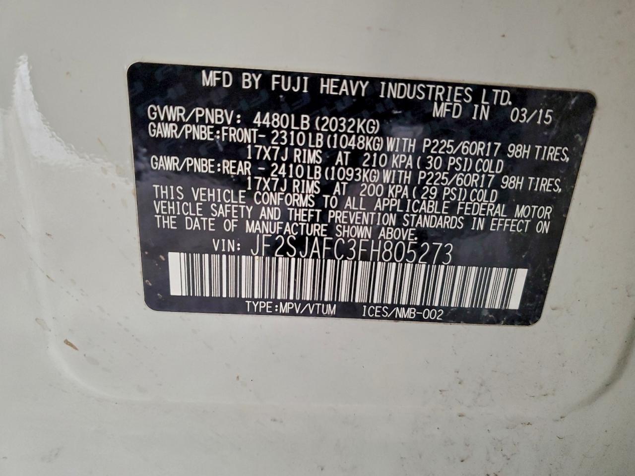 2015 SUBARU FORESTER 2.5I PREMIUM photo 13