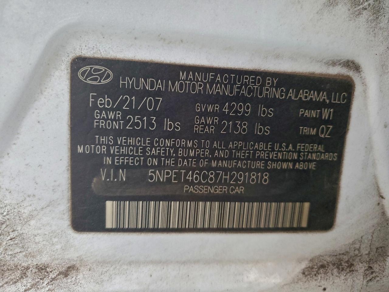 2007 HYUNDAI SONATA GLS photo 12